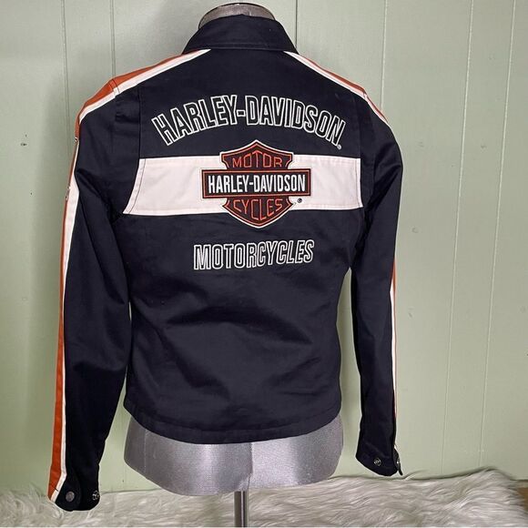 Harley-Davidson Motorcycle Embroidered Prestige Cotton Riding Jacket Women Small - Picture 6 of 15